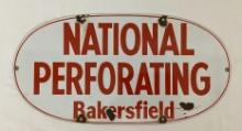 1959 Bakerfield, CA National Perforating Porcelain Sign