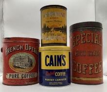 Four Vintage Coffee Tins