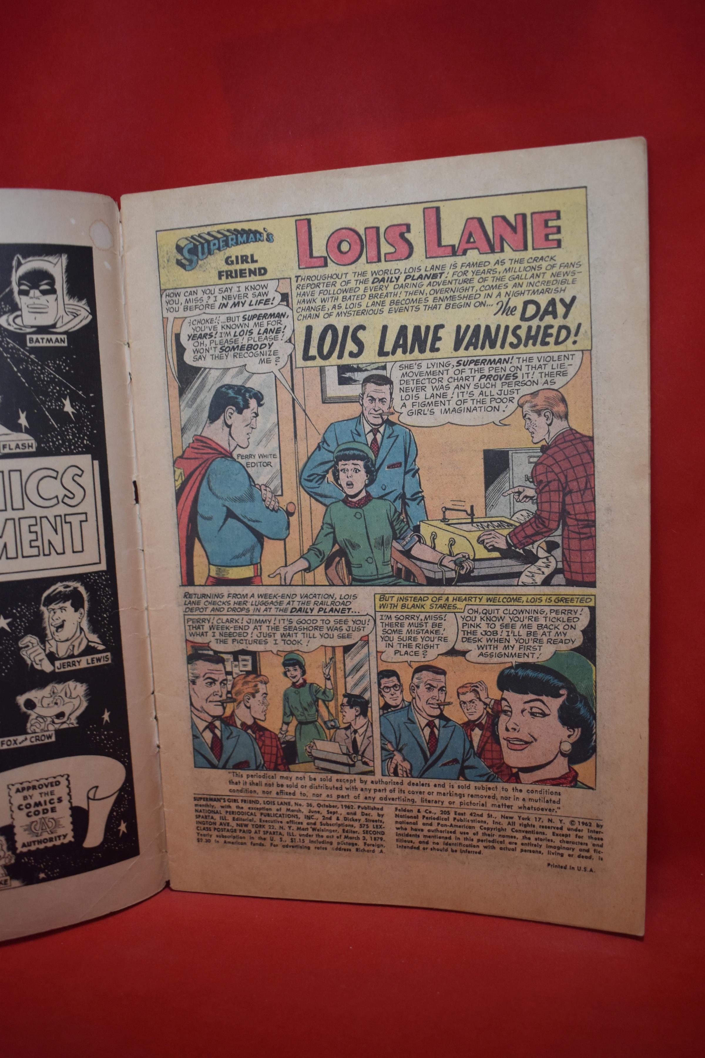 LOIS LANE #36 | THE DAY LOIS VANISHED - SCHANFFENBERGER - 1962 | *PRETTY SOLID - SEE PICS*