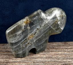 Carved Labradorite Buffalo Fetish