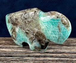 Carved Amazonite Buffalo Fetish