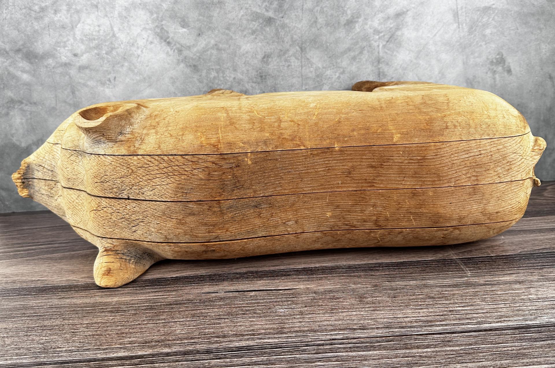 Folk Art Carved Wood Javelina Pig