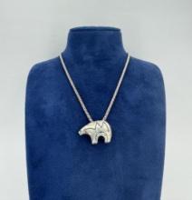 Navajo Sterling Silver Bear Necklace