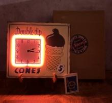 Double Dip Ice Cream Cones Neon Sign
