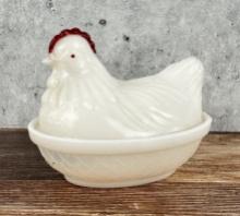 Milk Glass Hen On A Nest