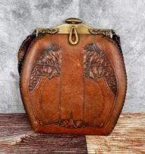 Meeker Art Nouveau Leather Purse with Mirror