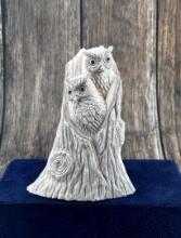 Zuni Owls in Tree Antler Fetish Carving
