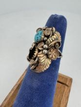 Navajo Sterling Silver Gold Filled Turquoise Ring