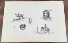 Olaf Wieghorst Pen and Ink Reservation Drawings