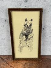 Olaf Carl Seltzer Montana Bear Pen Ink Drawing