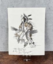 George Flett Prairie Chicken Dancer Drawing