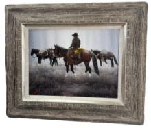 George Dee Smith Oil on Board Cowboy Painting