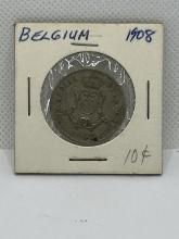 1908  Belgium 25 Cen Coin