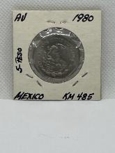1980 Mexico Cinco Peaos Coin
