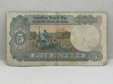 Reserve Bank of India 5 Rupees Bill