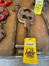 LOT CONSISTING OF: Ridgid pipe threading head & (2) pipe cutters
