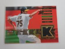 2007 FLEER ULTRA BARRY ZITO GAME USED JERSEY CARD OAKLAND ATHLETICS