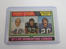 1974 TOPPS FOOTBALL #332 1973 NFL INTERCEPTION LEADERS ANDERSON WAGNER BRYANT