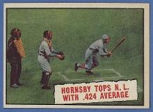 Nice 1961 Topps #404 Rogers Hornsby Tops NL With .424 Average