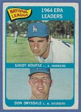 1965 Topps #8 ERA Leaders Sandy Koufax Don Drysdale "X" on Back