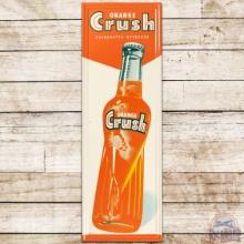 Amazing NOS Orange Crush 54" Vertical Embossed SS Tin Sign w/ Original Paper
