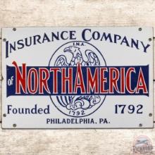 Insurance Company of North America SS Porcelain Sign w/ Eagle Logo