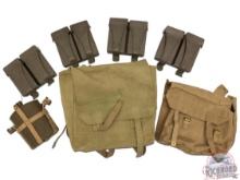 Lot Military Items British Packs, German HK Mag Holders, and Vintage Canteen