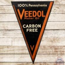 Veedol Motor Oil Carbon Free Die Cut SS Tin Sign w/ Wooden Frame