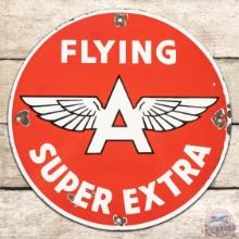 Flying A Super Extra SS Porcelain Gas Pump Sign w/ Logo