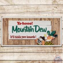 36" 1965 Yahoo! Mountain Dew It'll Tickle Yore Innards! SS Tin Sign w/ Hillbilly