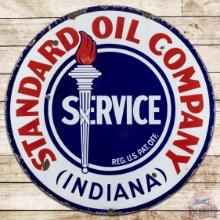 Scarce Standard Oil Company of Indiana Service 42" DS Porcelain Sign w/ Flame