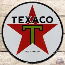 Texaco Motor Oils 15" SS Porcelain Sign "Black T"