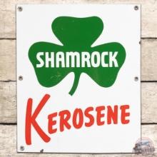 Shamrock Kerosene SS Porcelain Gas Pump Plate Sign w/ logo