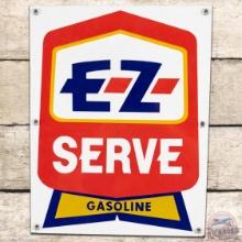 EZ Serve Gasoline SS Porcelain Pump Plate Sign