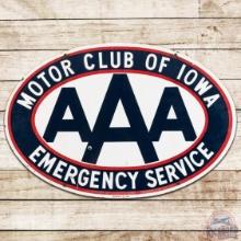 Motor Club of Iowa AAA Emergency Service DS Porcelain Sign