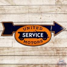 United Motors Service Die Cut DS Porcelain Arrow Sign
