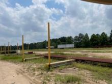 LOT: Pipe Holders with Upright Posts: 2 Base with 2 Poles. See Photo. No Content