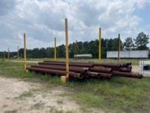 LOT: Pipe Holders with Upright Posts: 2 Base with 6 Poles. See Photo. No Contents