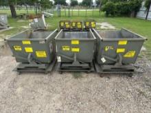 Lot of 3: Hippo Hopper On Casters, Size: 1 Cubic Yard, Max Capacity 4000 Lbs