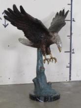 XXL Beautiful Bronze Statue of Bald Eagle on Marble Base BRONZE ART