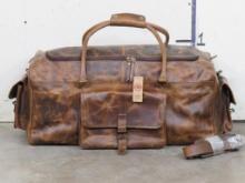 Brand New Genuine Leather Duffle Bag. 3 Exterior Compartments, Very High Quality GEAR