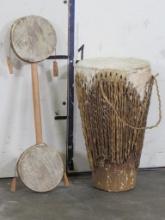 2 African Tribal Drums (ONE$) AFRICAN ART