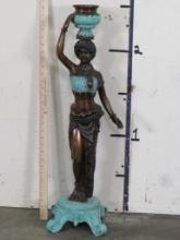 Stunning 30.75"Tall Bronze Statue of a Beautiful Nubian Princess w/a pot on Her Head BRONZE ART