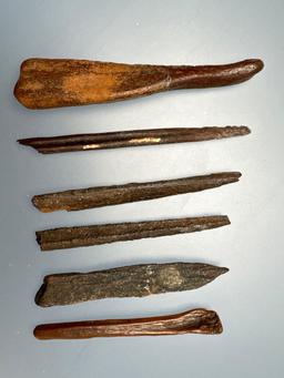 Lot of Bone Tools, Awls, Found in Florida, Nice Examples, Longest is 3 1/2"
