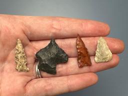 Nice Lot of Various Points, Arrowheads Found in Midwest and Central US States, Longest is 1 1/8"