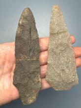 Pair of Large Stem Points, Both Broken and Reglued, Found in Jim Thorpe Area in Pennsylvania, Longes