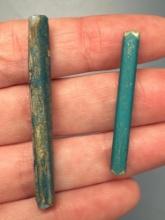 RARE 1500's Nueva Cadiz Beads (2), Longest is 2", Found in Florida, Ex: Greg Perdun, Cicero Collecti