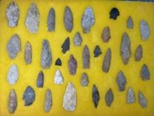 35 Nice Points, Arrowheads, Found in Jim Thorpe Area in Pennsylvania, Longest is 3 1/8"