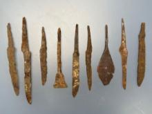 Lot of 9 Roman/Medieval Iron Spears/Tools, Longest is 5 3/8"