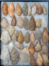 Lot of 34 Various Arrowheads, Found in North Carolina, Longest is 2 1/8"